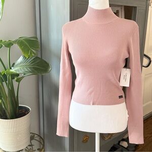 Calvin Klein Pink Ribbed Turtleneck Sweater